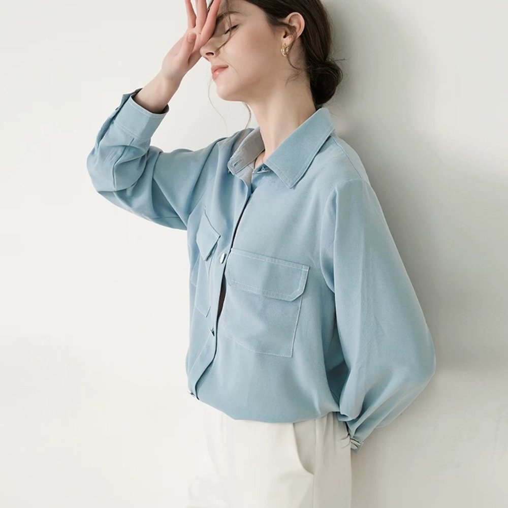 Clear sky blue shirt